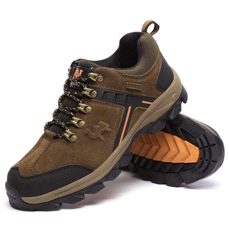 Mens Genuine Leather Hiking Boots, Anti-Slip Sport Ankle Booties
