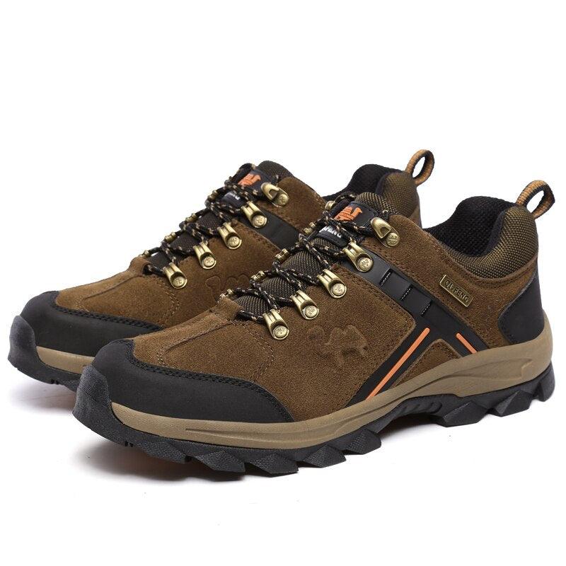 Mens Genuine Leather Hiking Boots, Anti-Slip Sport Ankle Booties