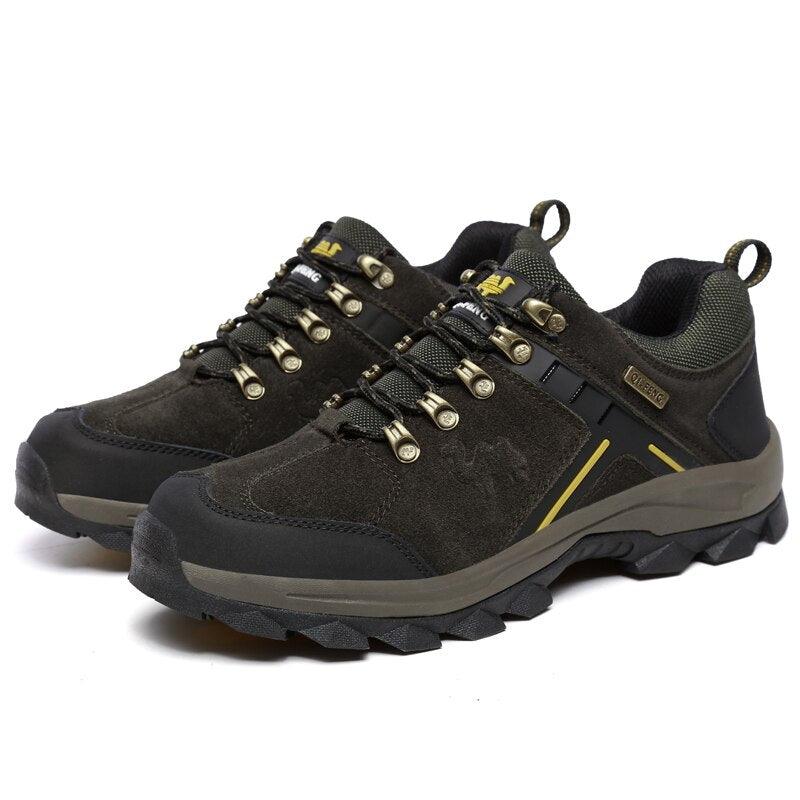 Mens Genuine Leather Hiking Boots, Anti-Slip Sport Ankle Booties