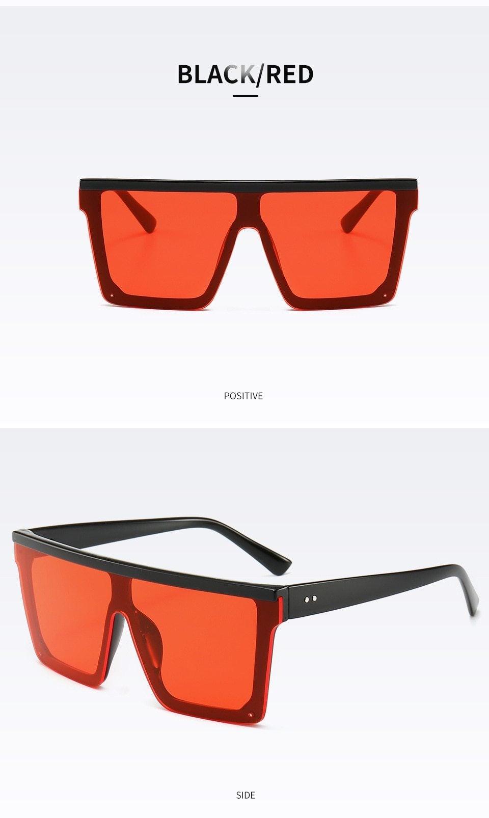 Oversized Square Mirror Pink Sunglasses for Men and Women