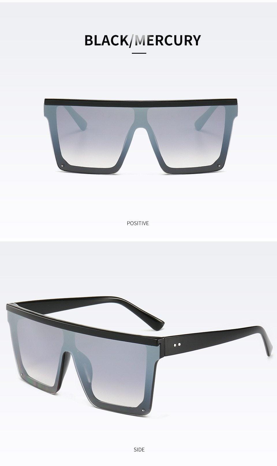 Oversized Square Mirror Pink Sunglasses for Men and Women