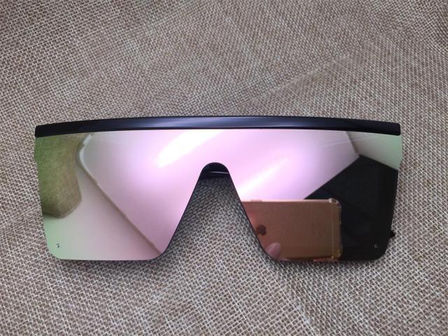 Oversized Square Mirror Pink Sunglasses for Men and Women