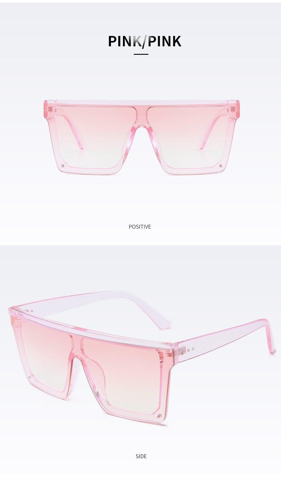 Oversized Square Mirror Pink Sunglasses for Men and Women