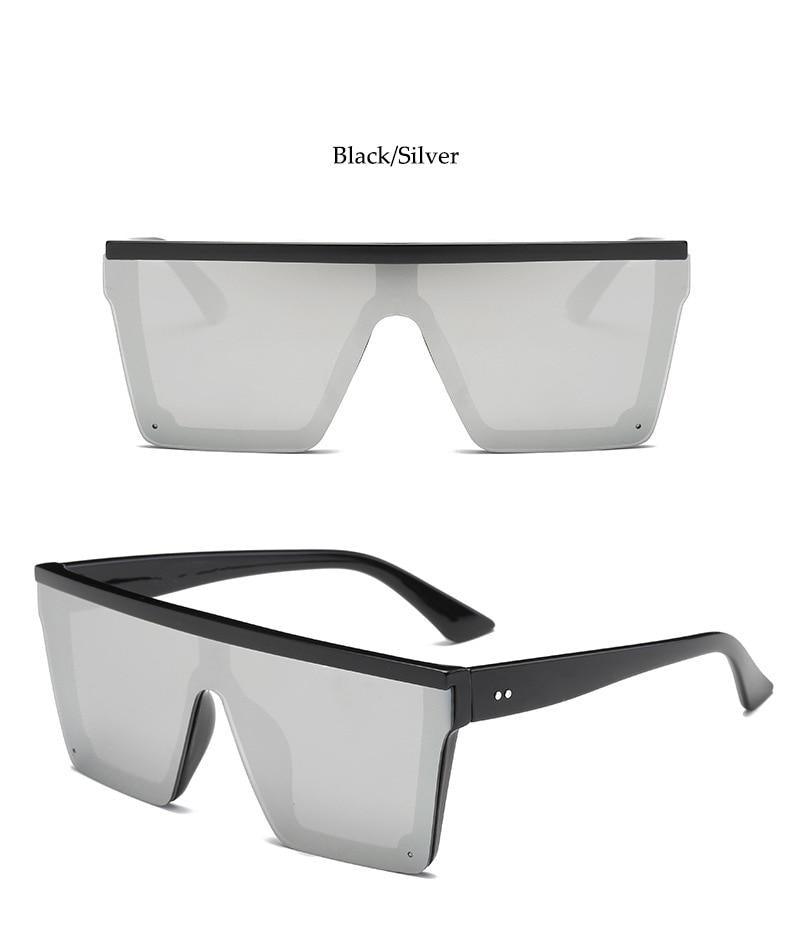 Oversized Square Mirror Pink Sunglasses for Men and Women