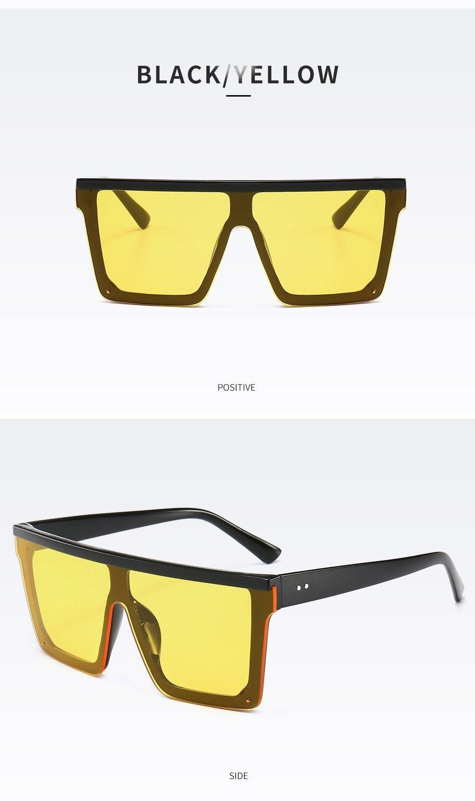 Oversized Square Mirror Pink Sunglasses for Men and Women