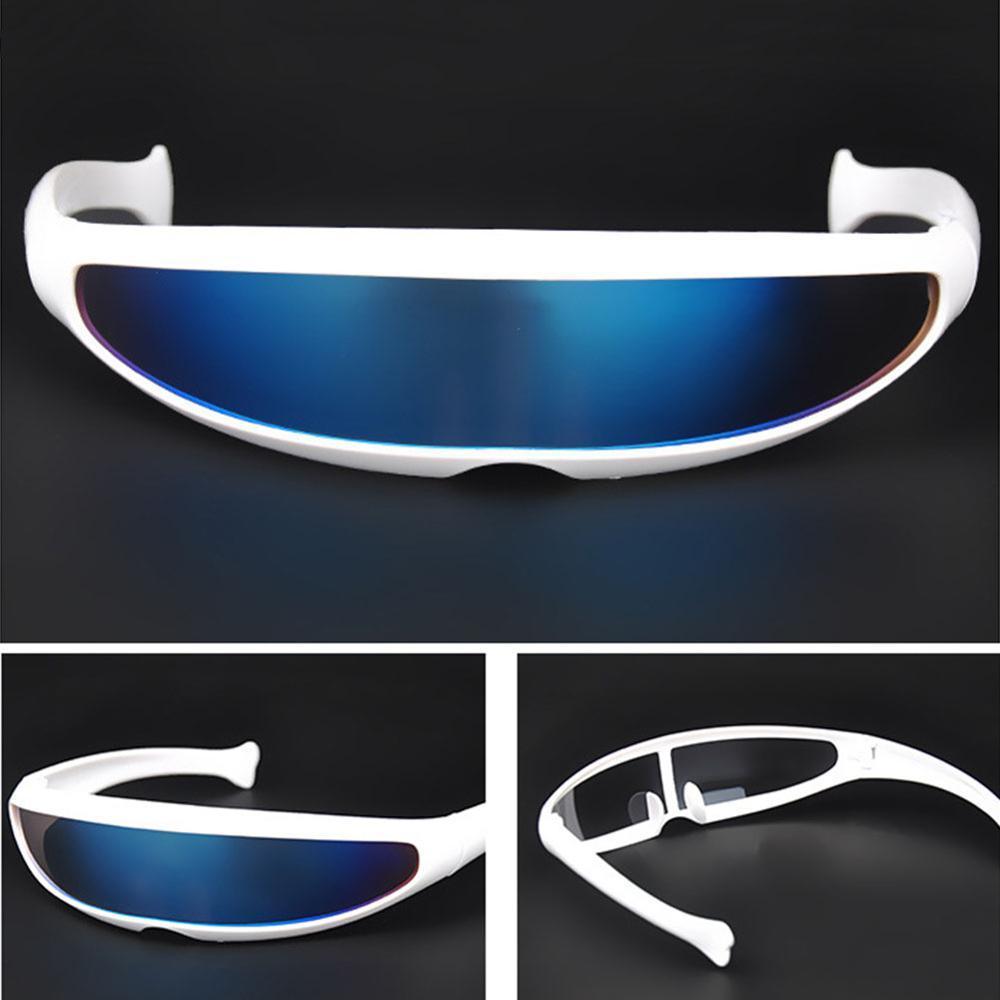 Futuristic Narrow Cyclops Visor Sunglasses Mirrored Robot Eyewear