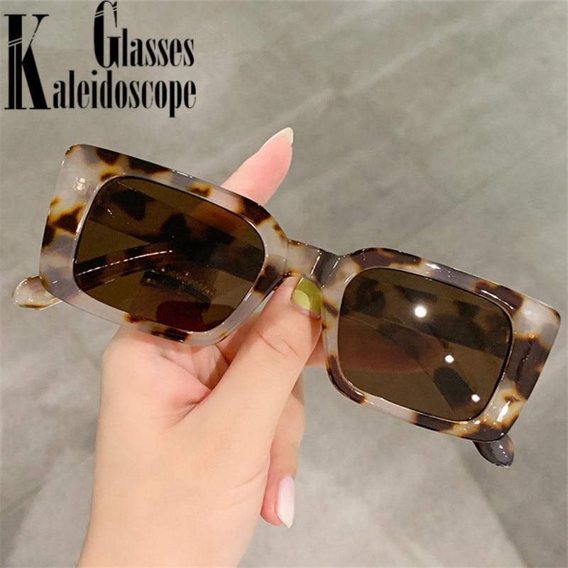 90s vintage style thick frame rectangle sunglasses for women