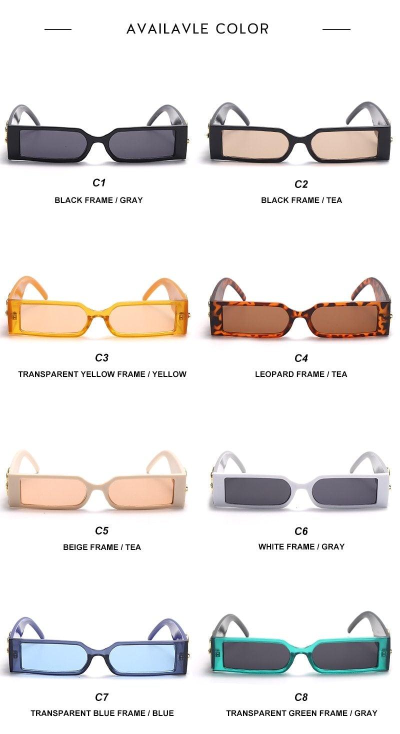 Classic Small Rectangle Sunglasses Unisex Vintage Streetwear