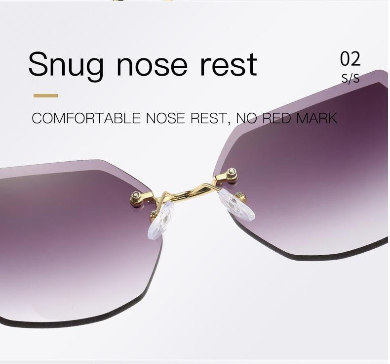 Classic Rimless Diamond Cut Sunglasses, UV400 Protection