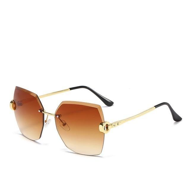 Classic Rimless Diamond Cut Sunglasses, UV400 Protection