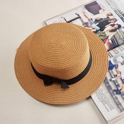 Girls Elegant Straw Beach Sun Hat with Bowknot UV Protection 56-58cm