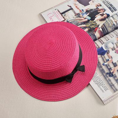 Girls Elegant Straw Beach Sun Hat with Bowknot UV Protection 56-58cm