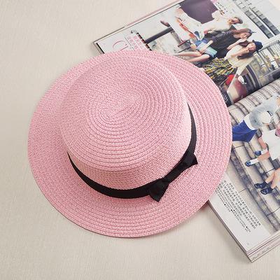 Girls Elegant Straw Beach Sun Hat with Bowknot UV Protection 56-58cm