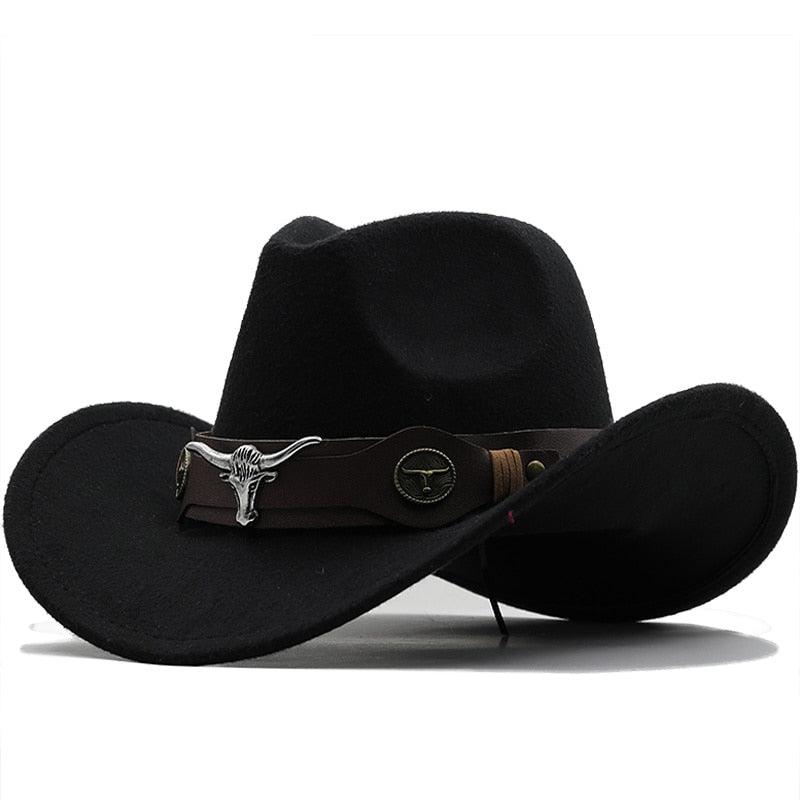 Classic Western Wide Brim Cowboy Hat - Unisex Fedora Style
