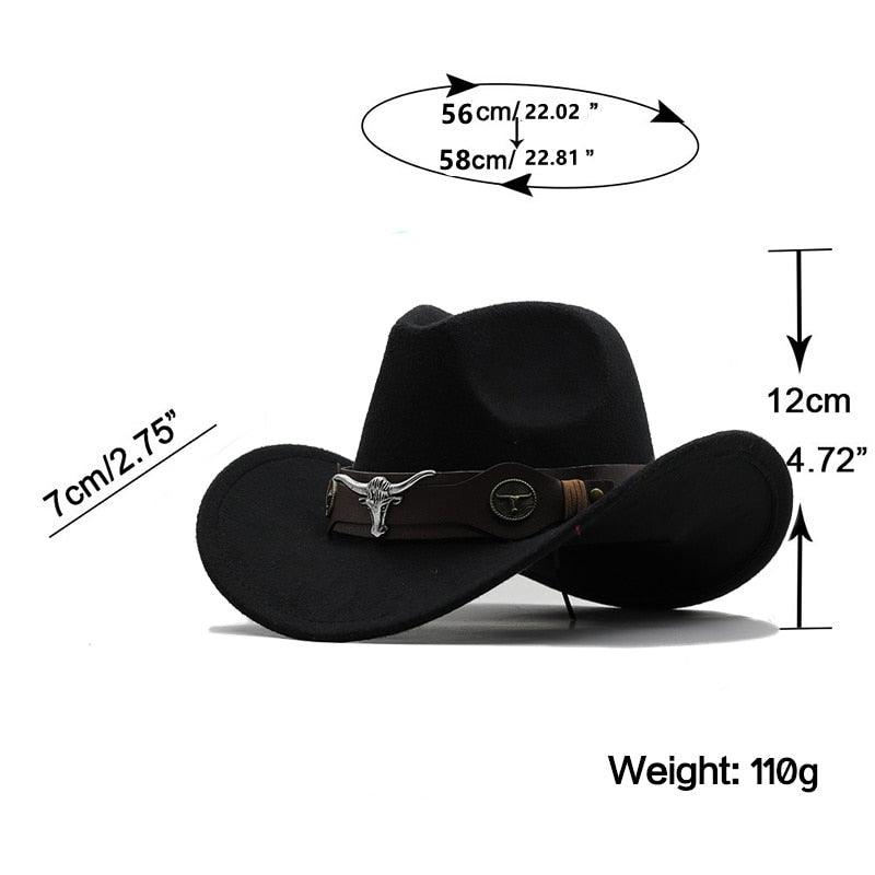 Classic Western Wide Brim Cowboy Hat - Unisex Fedora Style