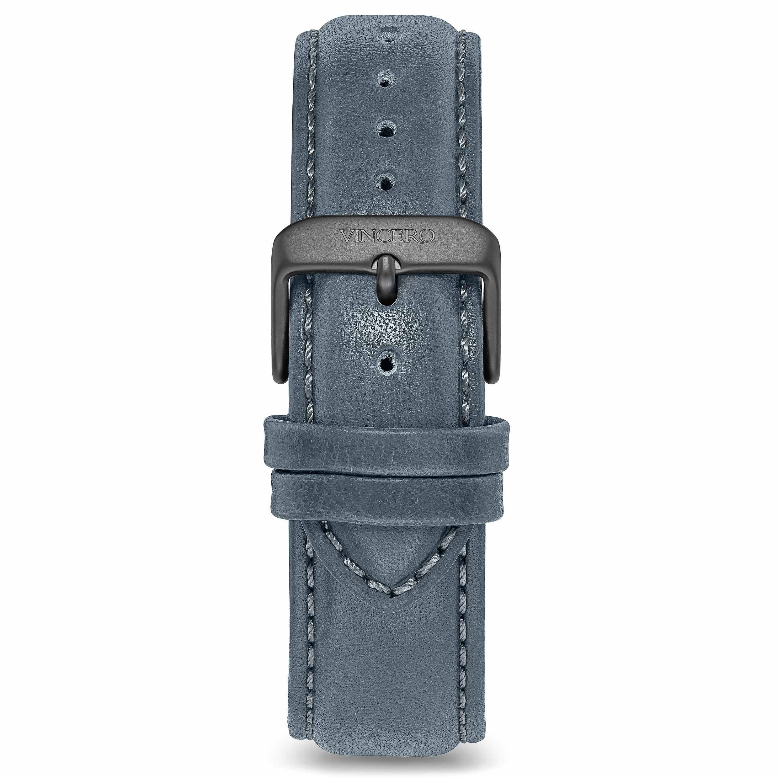 Classic 22mm Slate Blue Top-Grain Italian Leather Watch Strap