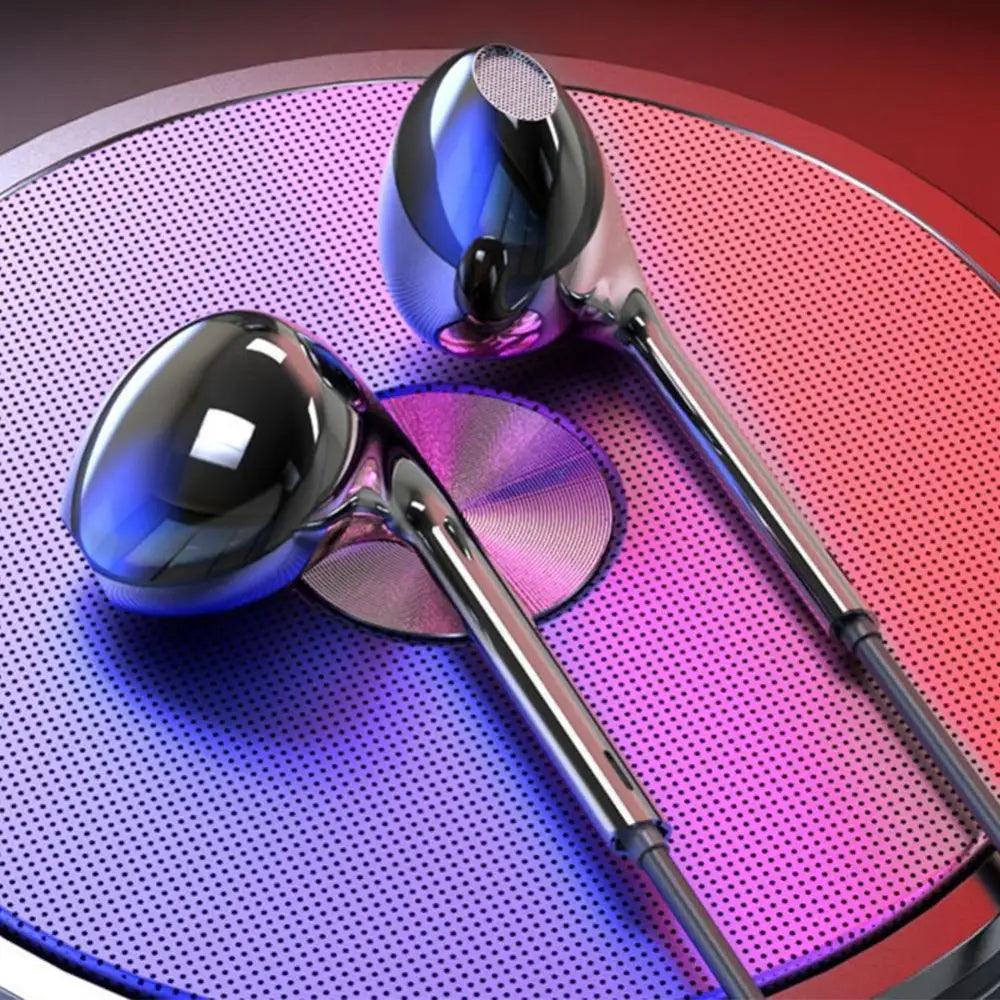 Classic metallic black and chrome 3.5mm wired stereo earphones with noise isolating design.
