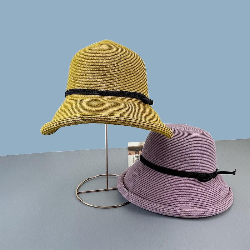 Women's Foldable Wide Brim Straw Hat Vintage Sun Hat for Travel