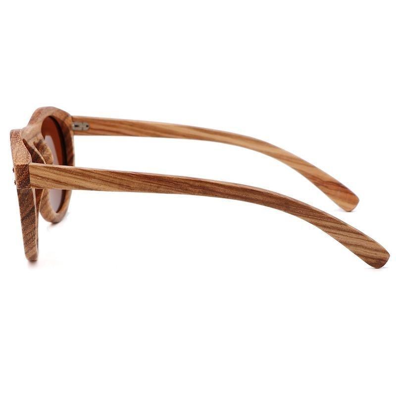 Retro Round Polarized Sunglasses Unisex Wood Style Frame