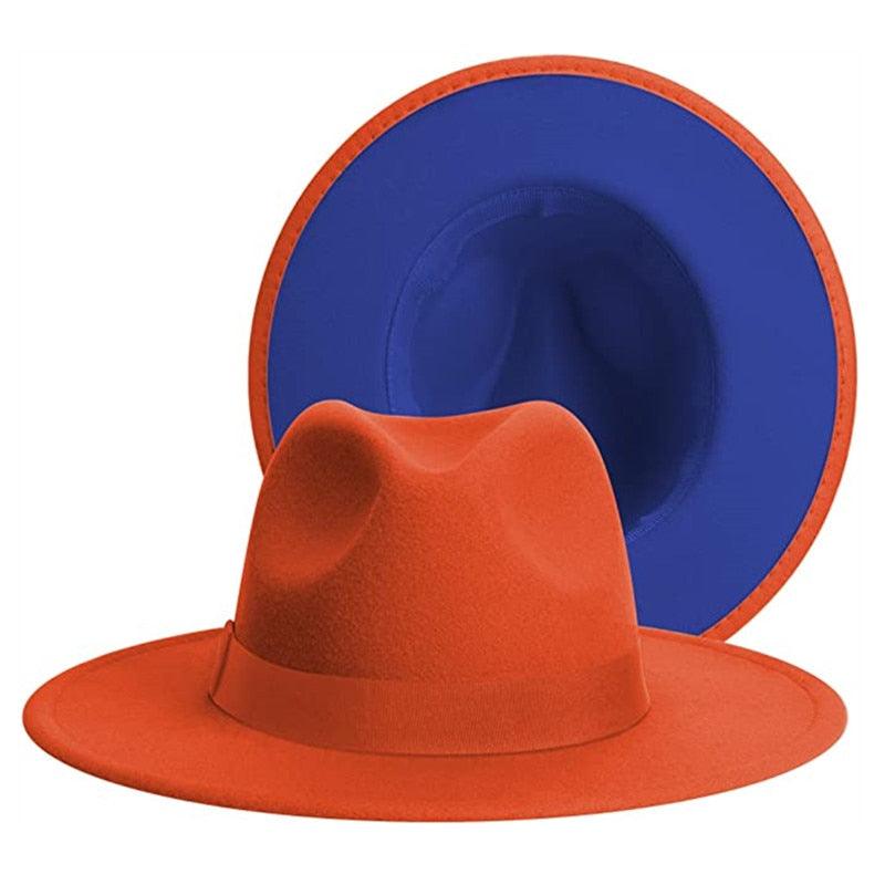 Classic Wide Brim Fedora Hat with Belt Unisex Woolen Cowboy Hat