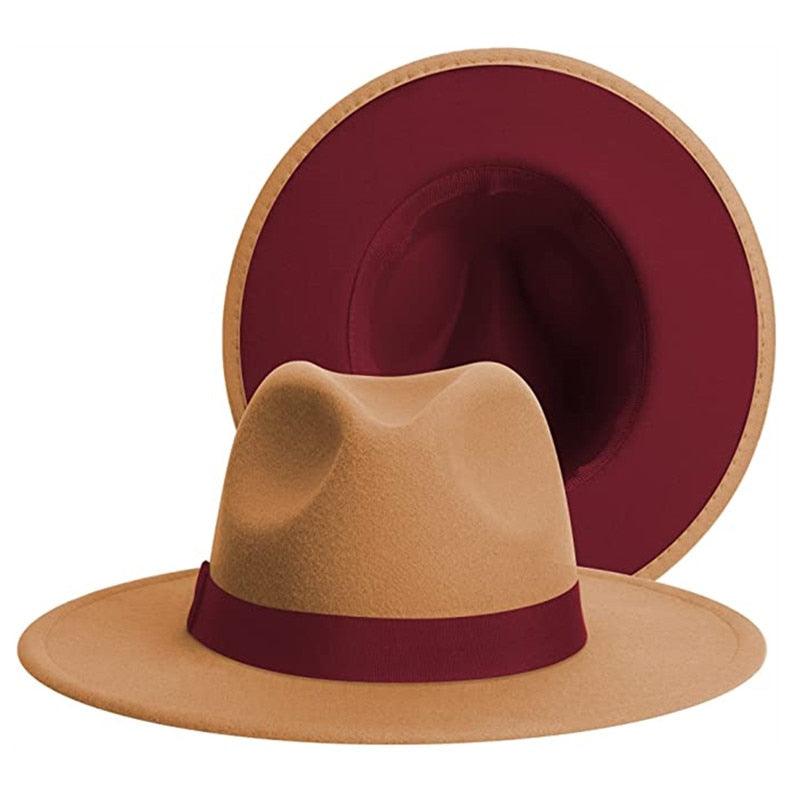 Classic Wide Brim Fedora Hat with Belt Unisex Woolen Cowboy Hat