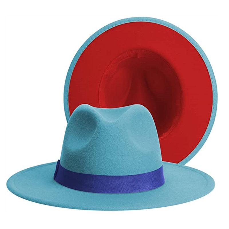 Classic Wide Brim Fedora Hat with Belt Unisex Woolen Cowboy Hat