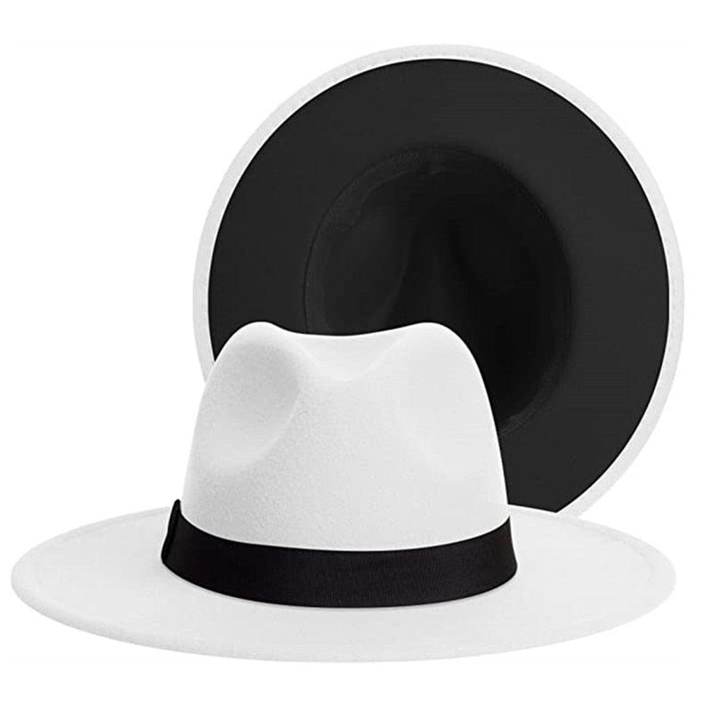 Classic Wide Brim Fedora Hat with Belt Unisex Woolen Cowboy Hat
