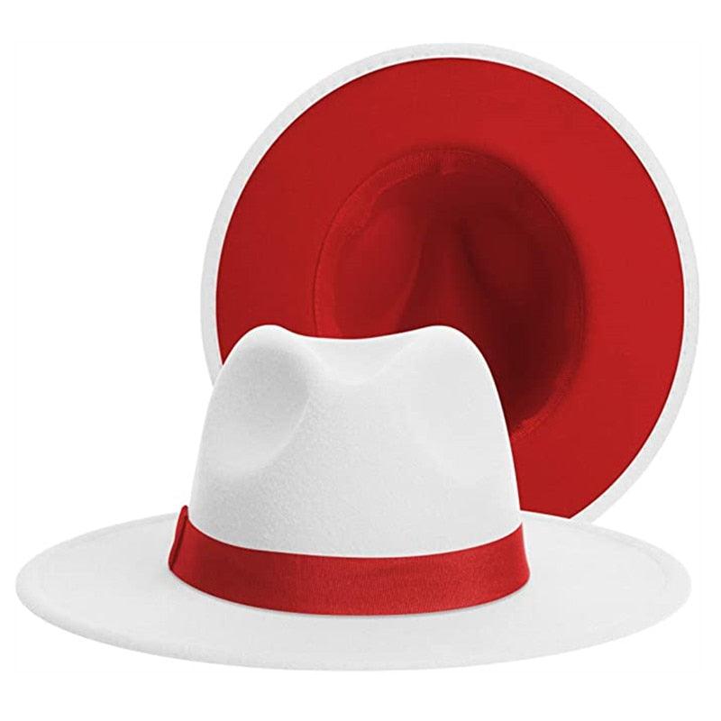 Classic Wide Brim Fedora Hat with Belt Unisex Woolen Cowboy Hat