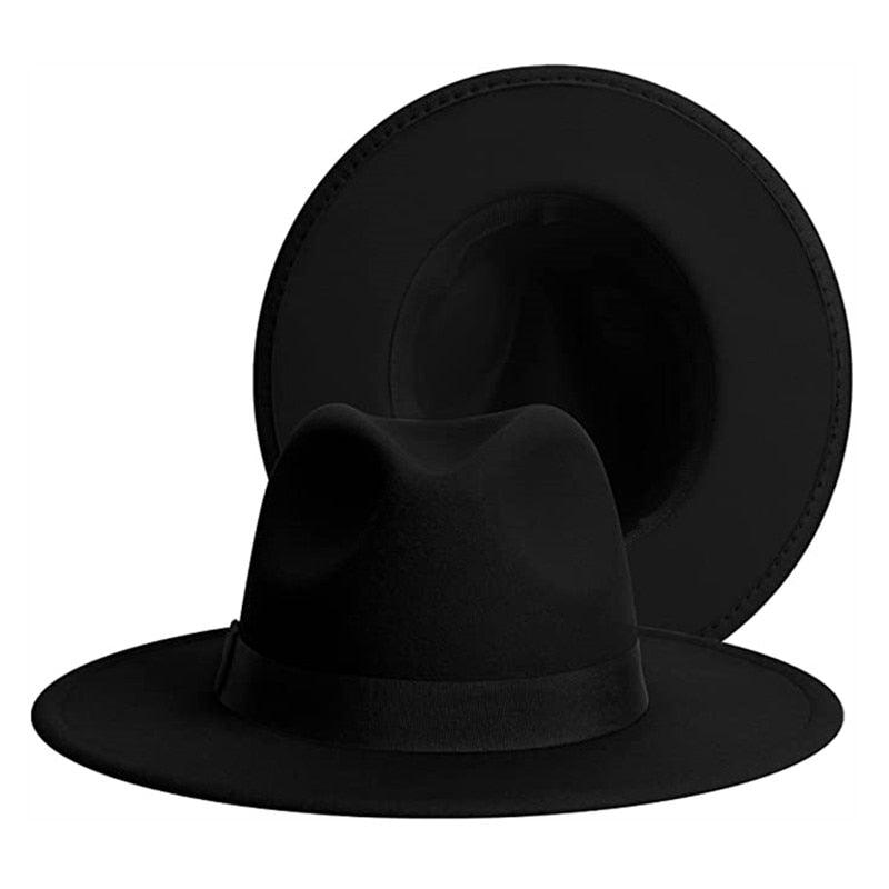 Classic Wide Brim Fedora Hat - Vintage Felt Hat