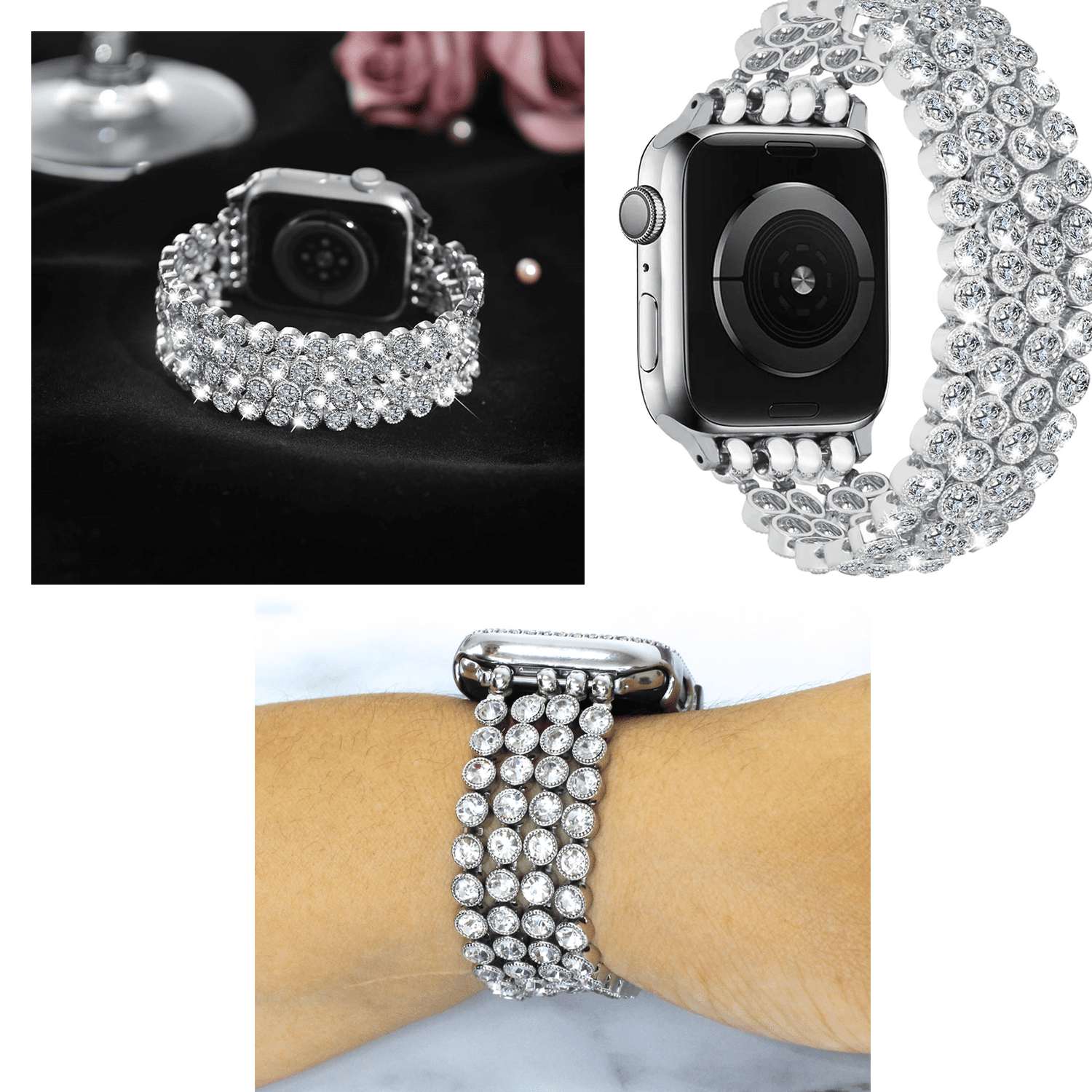 Watch Bands - Multicolor or Clear Rhinestone Strap - Apple Compatible