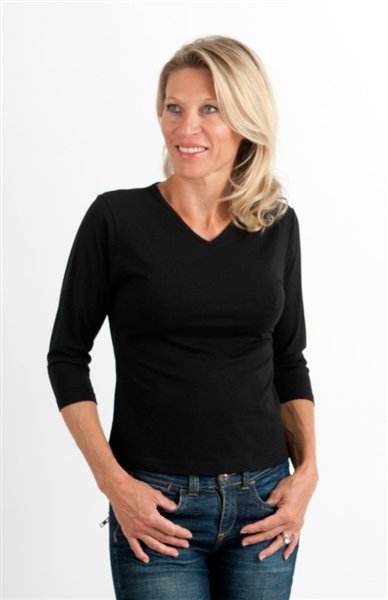 Women's Bamboo Viscose V-Neck 3/4 Sleeve T-Shirt