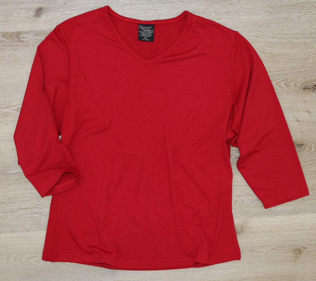 Women's Bamboo Viscose V-Neck 3/4 Sleeve T-Shirt