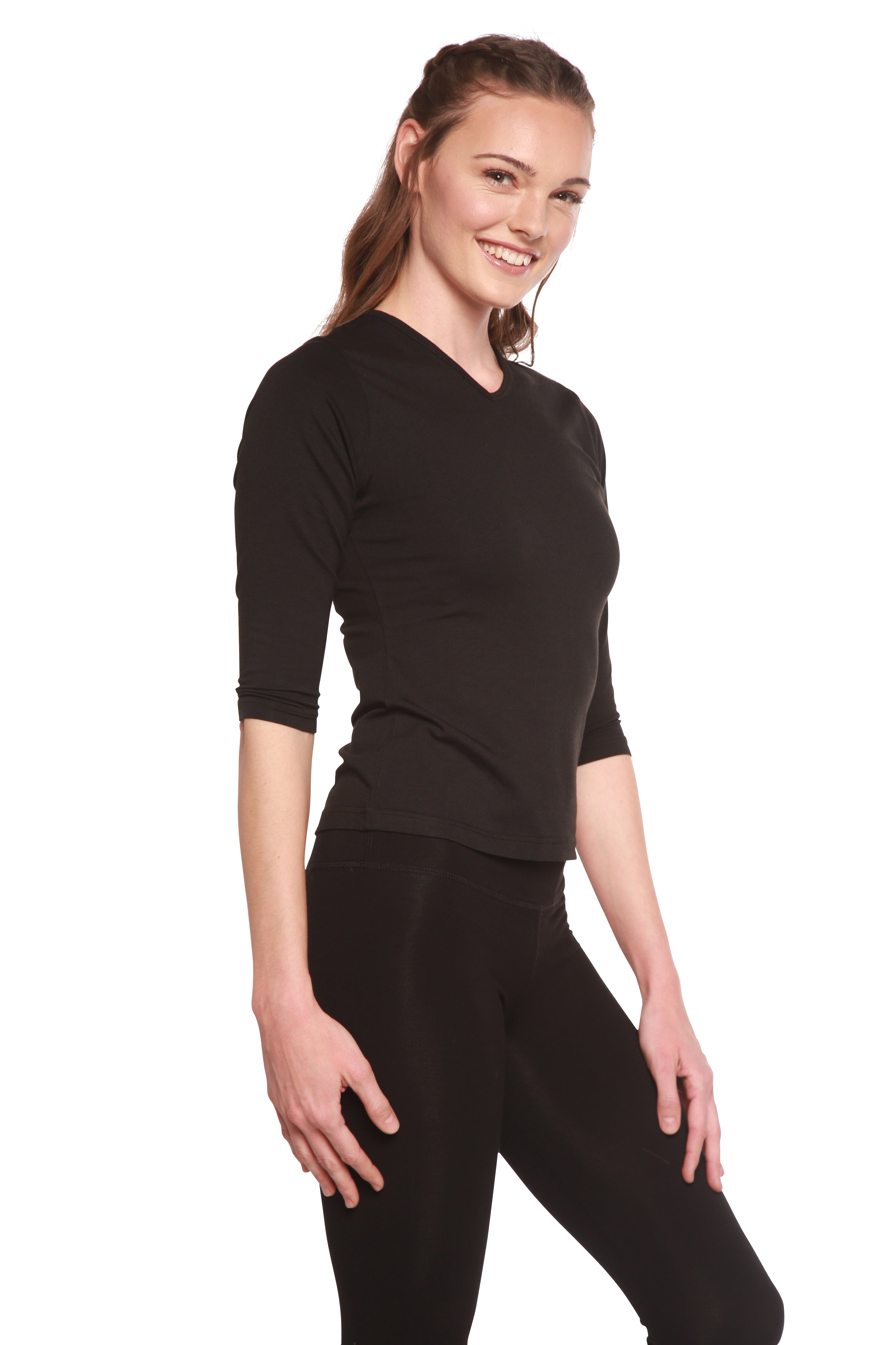 Women's Bamboo Viscose V-Neck 3/4 Sleeve T-Shirt