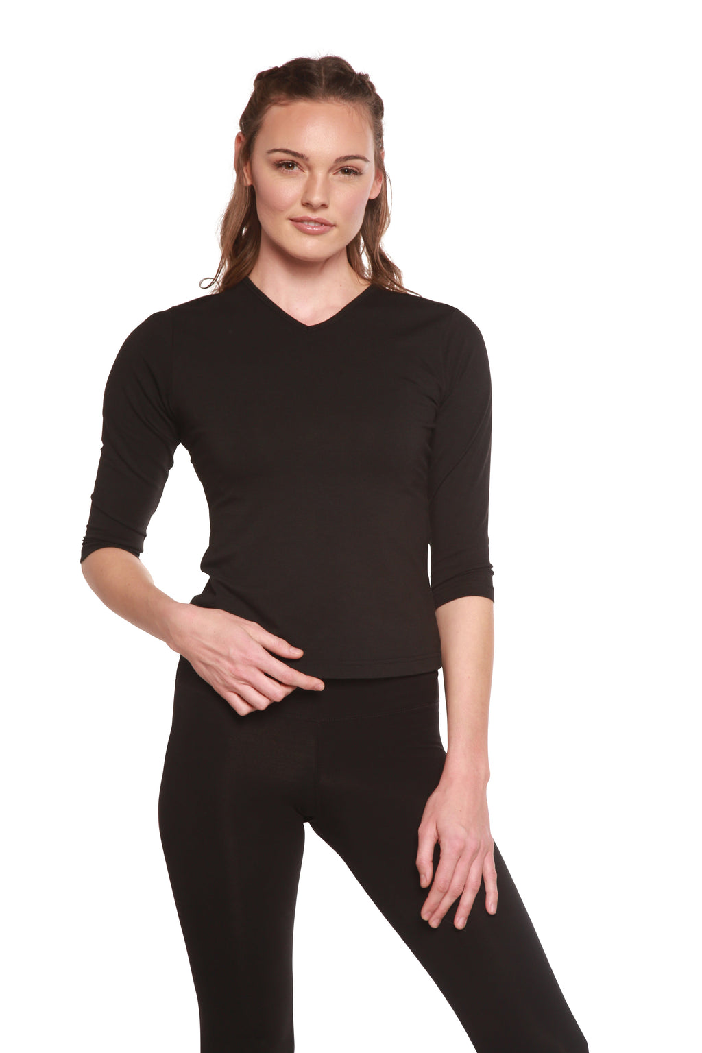 Women's Bamboo Viscose V-Neck 3/4 Sleeve T-Shirt