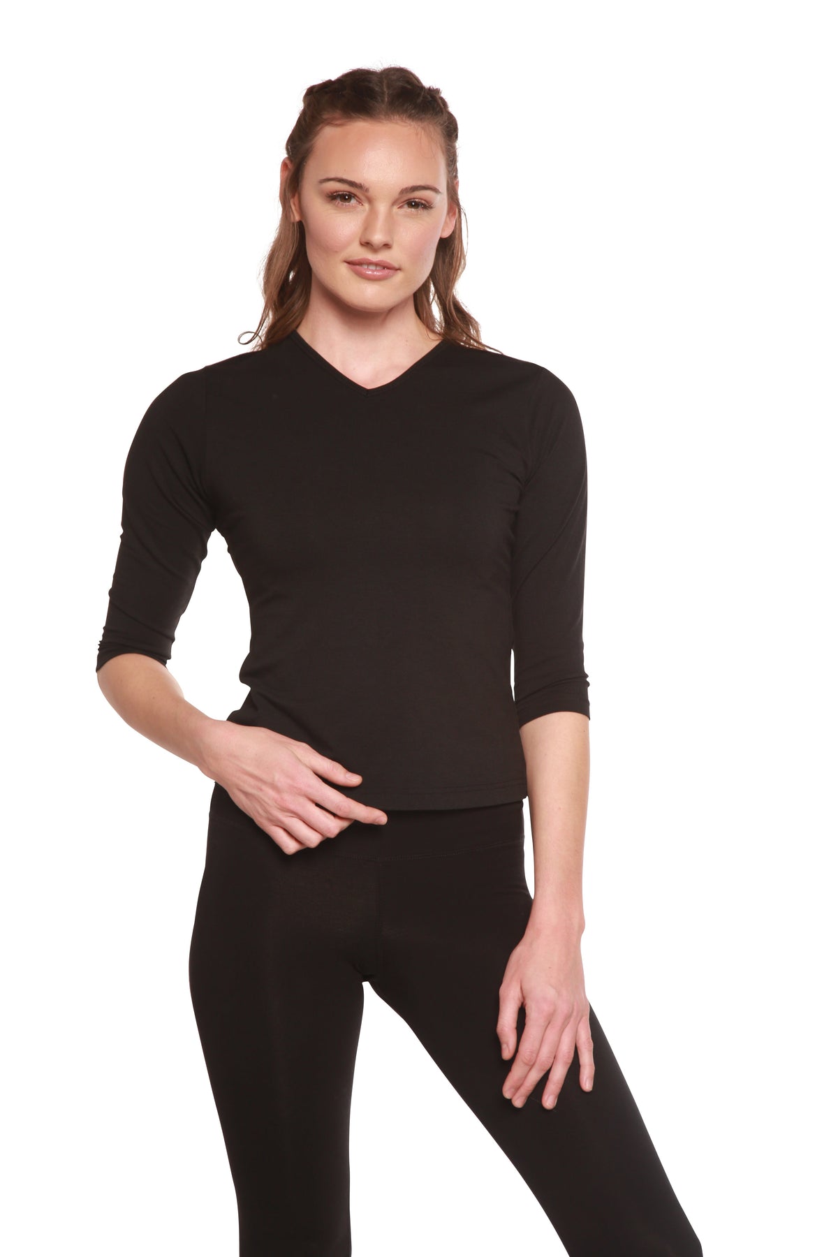 Women's Bamboo Viscose V-Neck 3/4 Sleeve T-Shirt