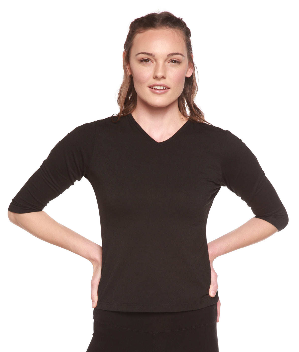 Women's Bamboo Viscose V-Neck 3/4 Sleeve T-Shirt