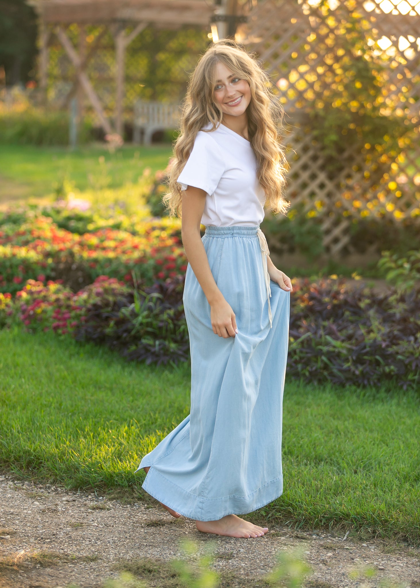 Cleo Chambray Tie Maxi Skirt | Denim A-Line