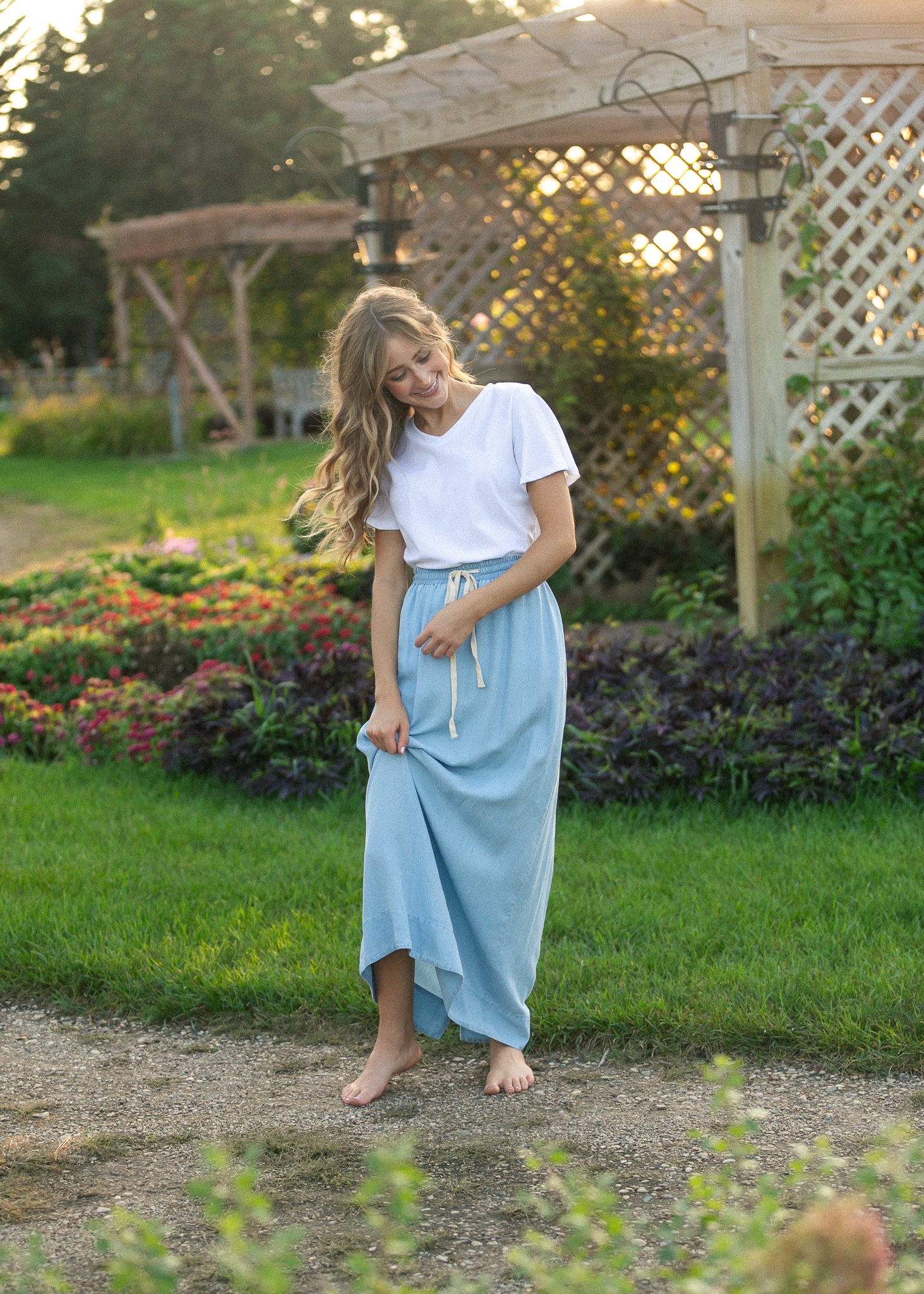 Cleo Chambray Tie Maxi Skirt | Denim A-Line