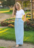 Cleo Chambray Tie Maxi Skirt | Denim A-Line