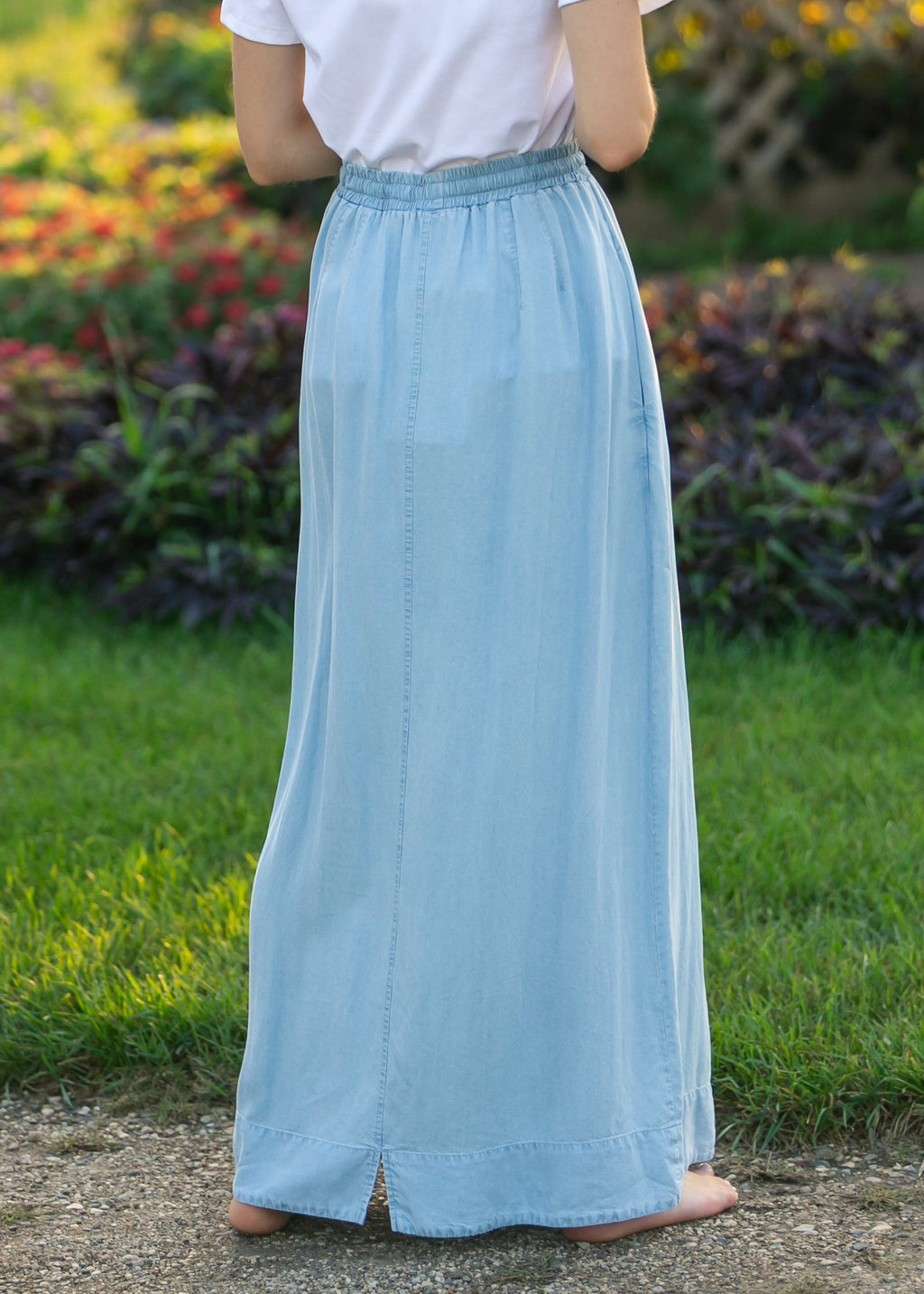 Cleo Chambray Tie Maxi Skirt | Denim A-Line