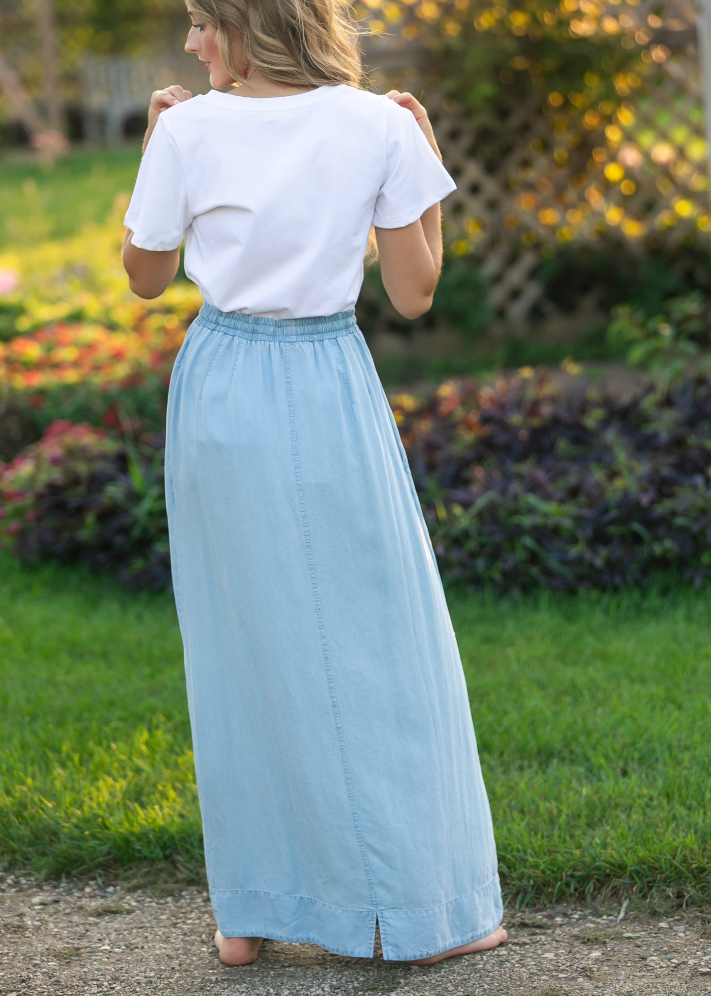 Cleo Chambray Tie Maxi Skirt | Denim A-Line