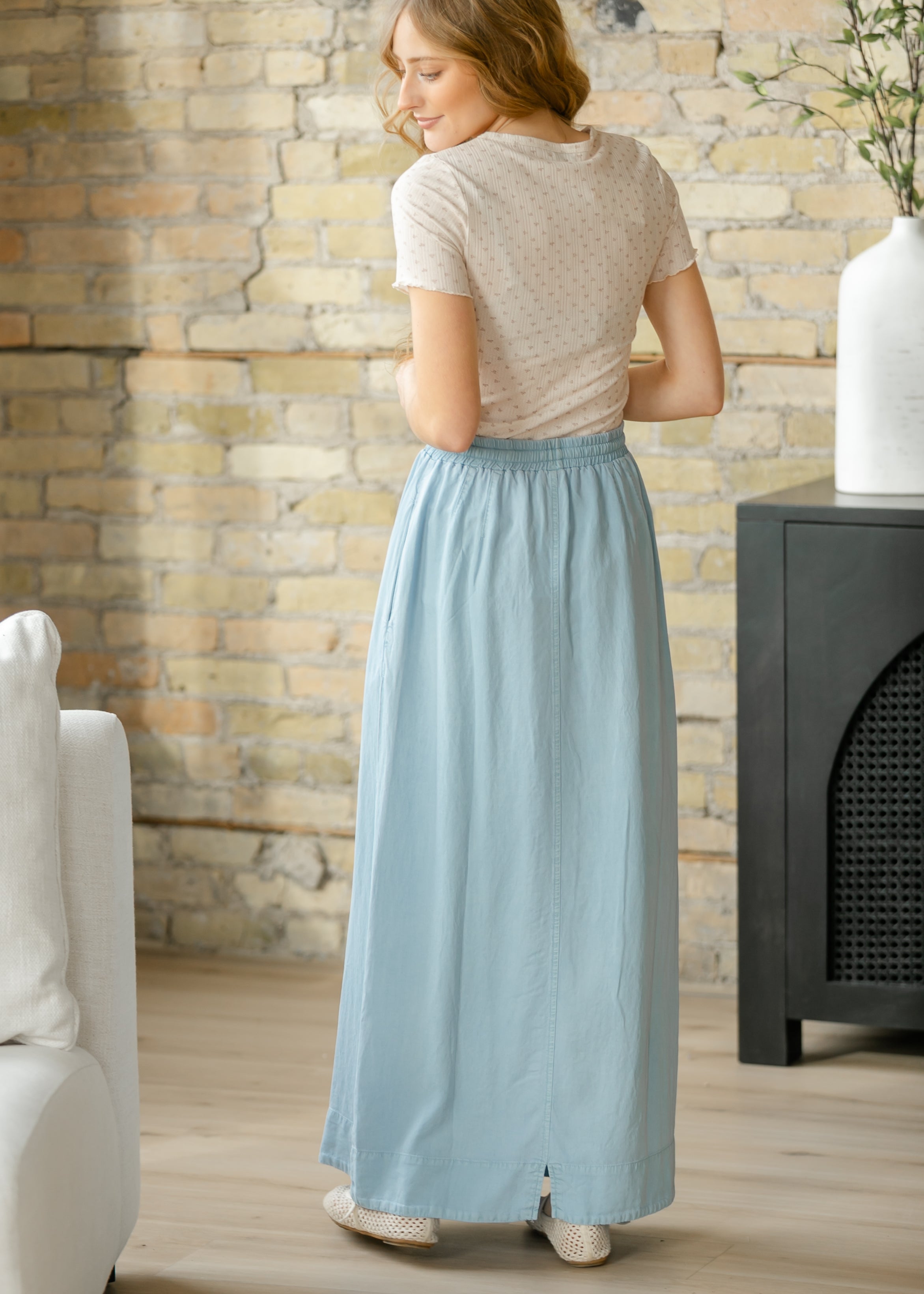 Cleo Chambray Tie Maxi Skirt | Denim A-Line