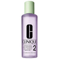 Clinique Clarifying Lotion 2 bottle for dry-combination skin in purple and light green packaging.