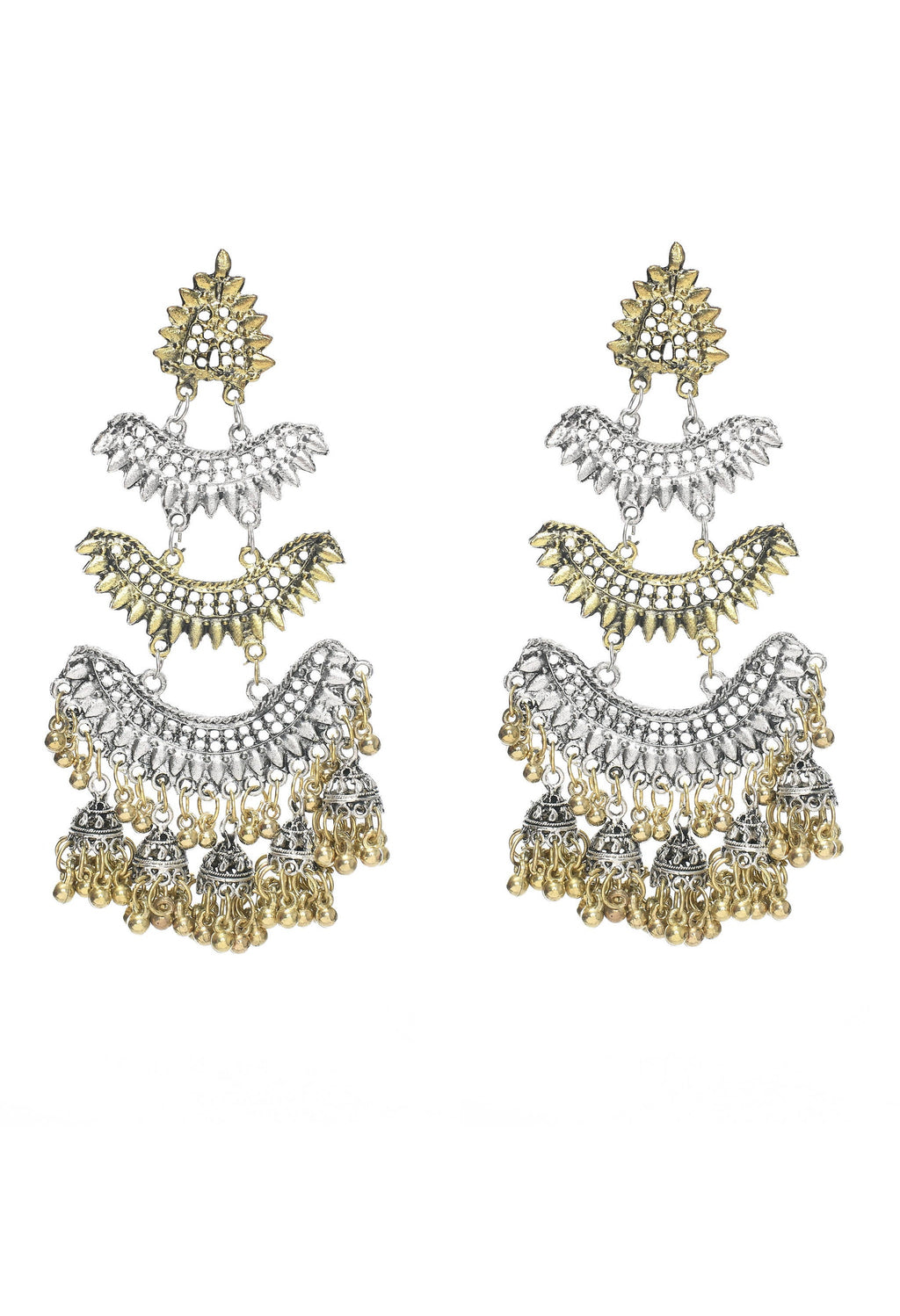 Beautiful two-tone silver and gold plated earrings for women