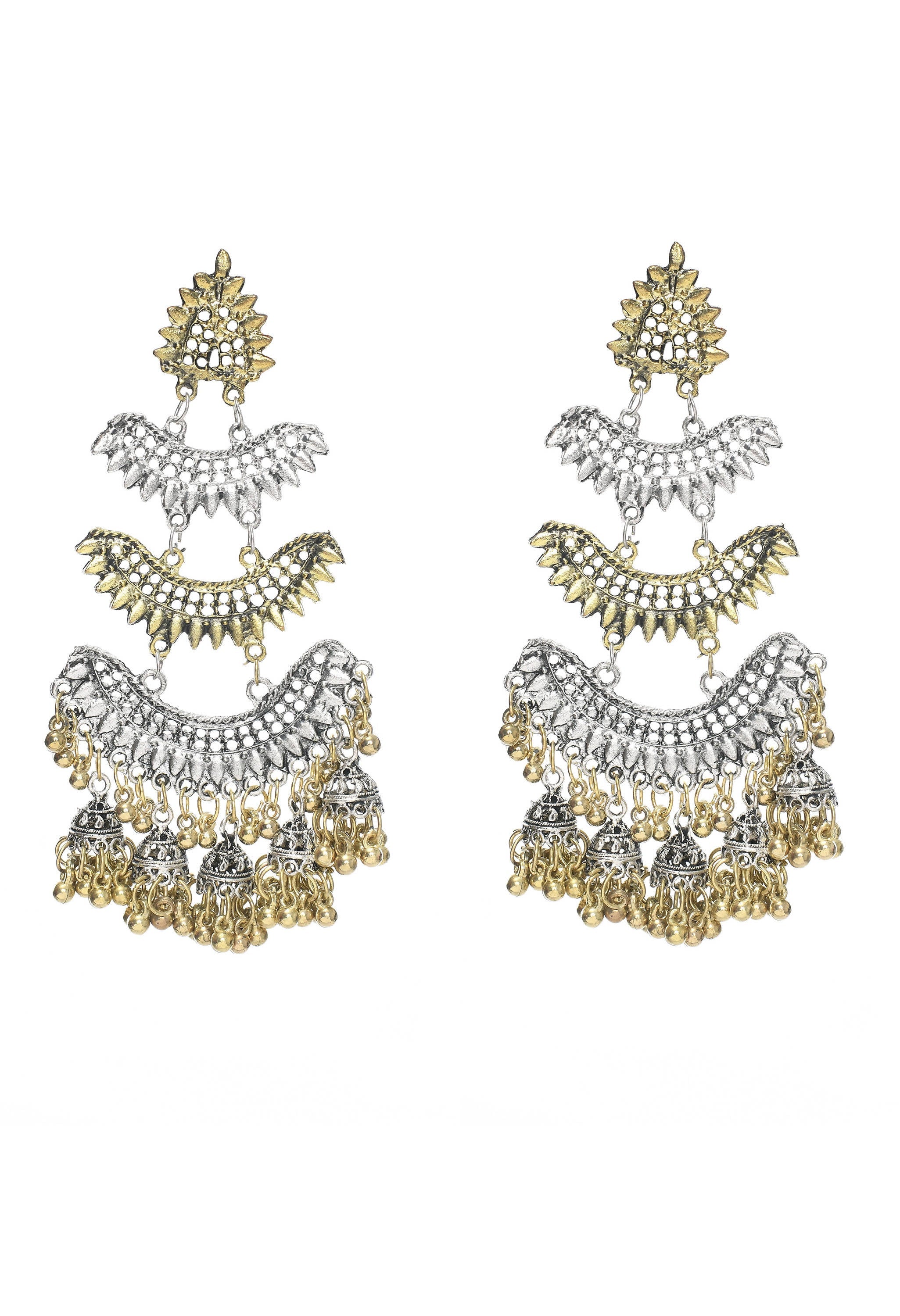 Beautiful two-tone silver and gold plated earrings for women