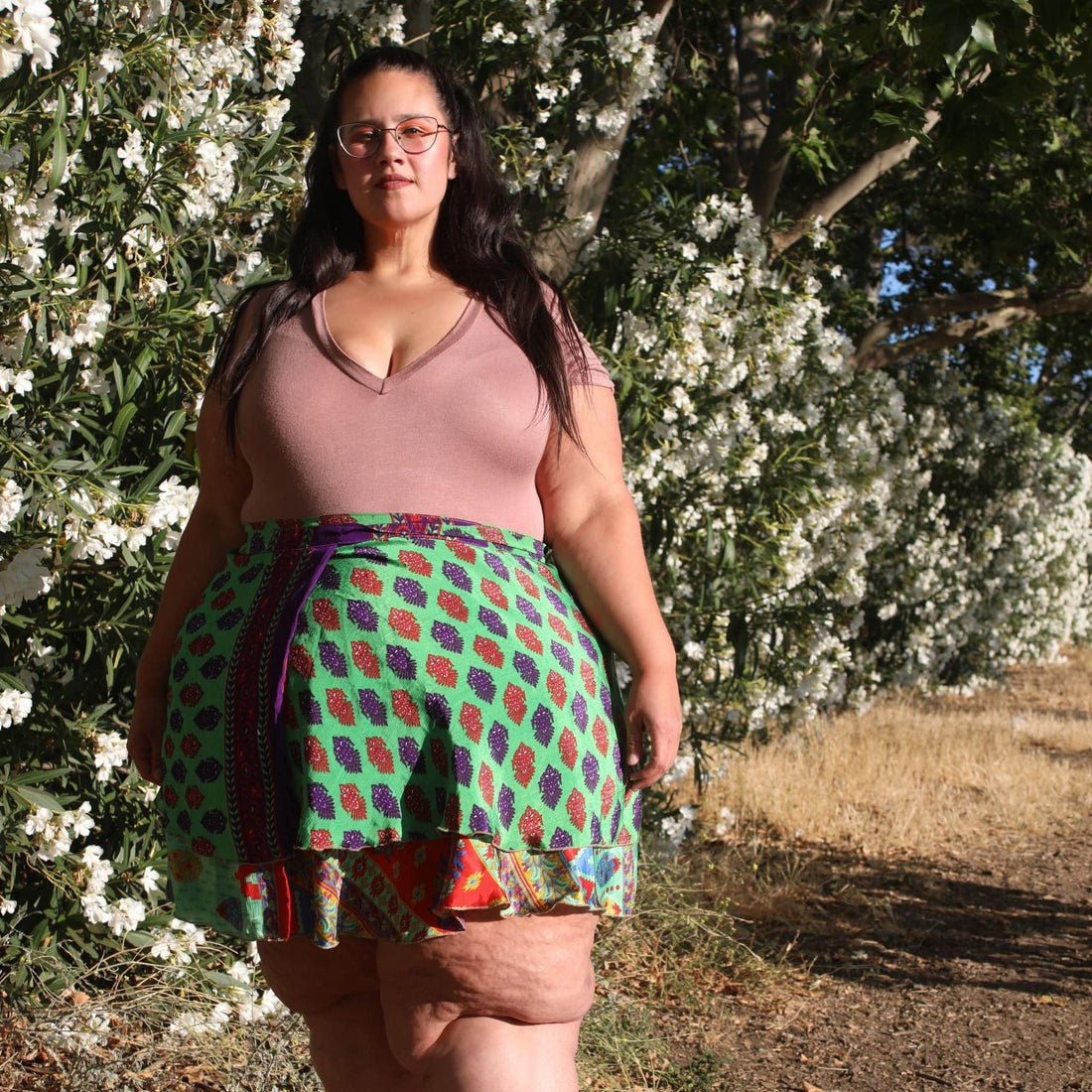 Mini Sari Wrap Skirt - Reclaimed Fabric Adjustable Knee-Length