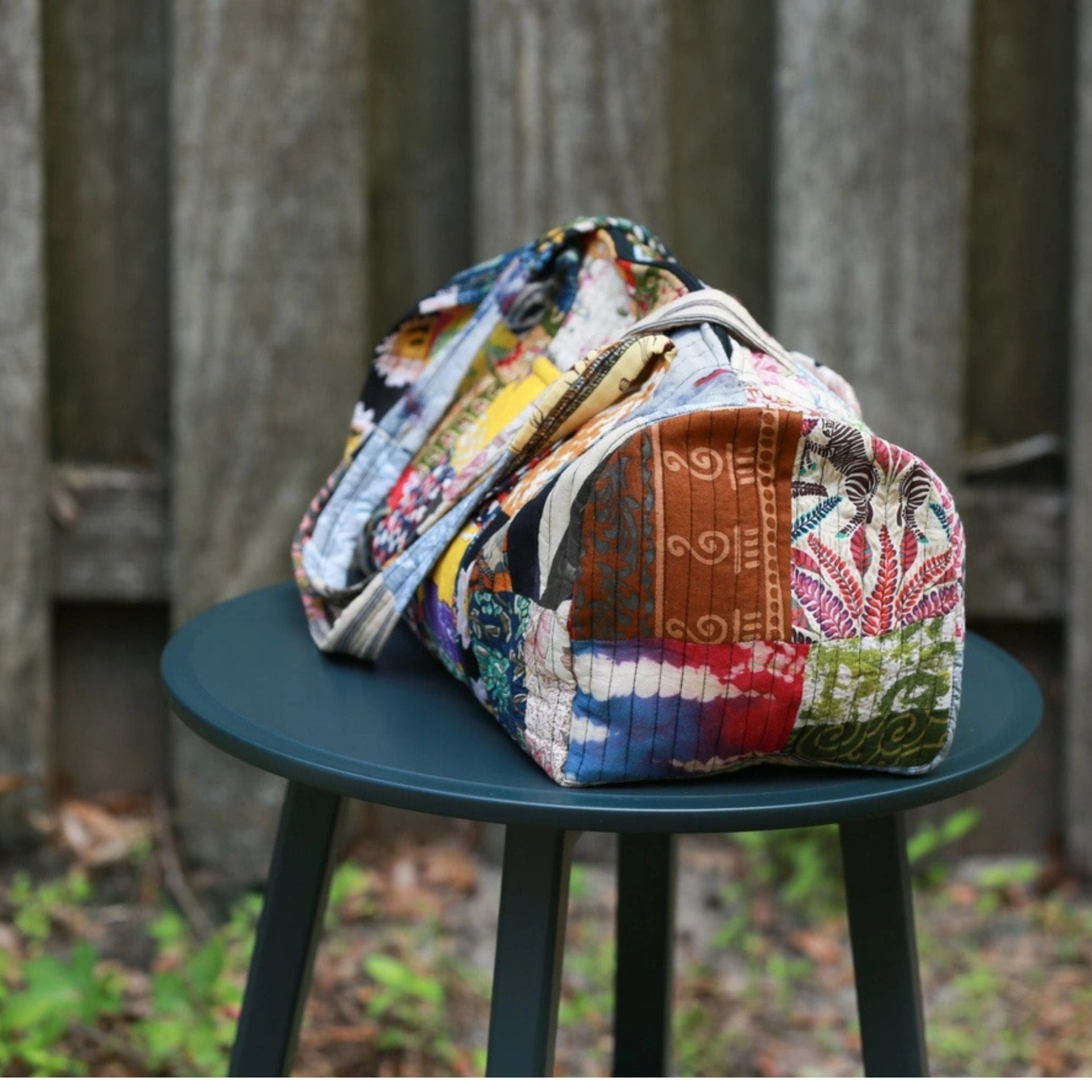 Patchwork Quilted Duffle Bag – Sustainable Bohemian Travel Tote