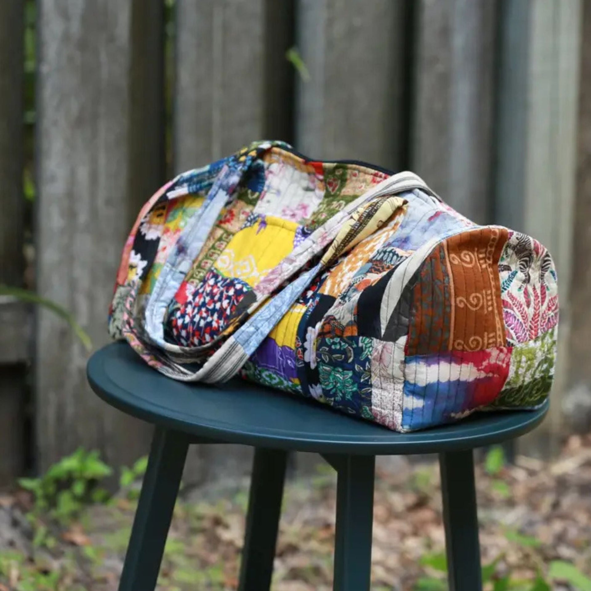 Patchwork Quilted Duffle Bag – Sustainable Bohemian Travel Tote