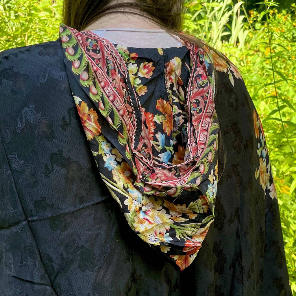 Upcycled Sari Hooded Poncho: Eco-Friendly Bohemian Fall Layer