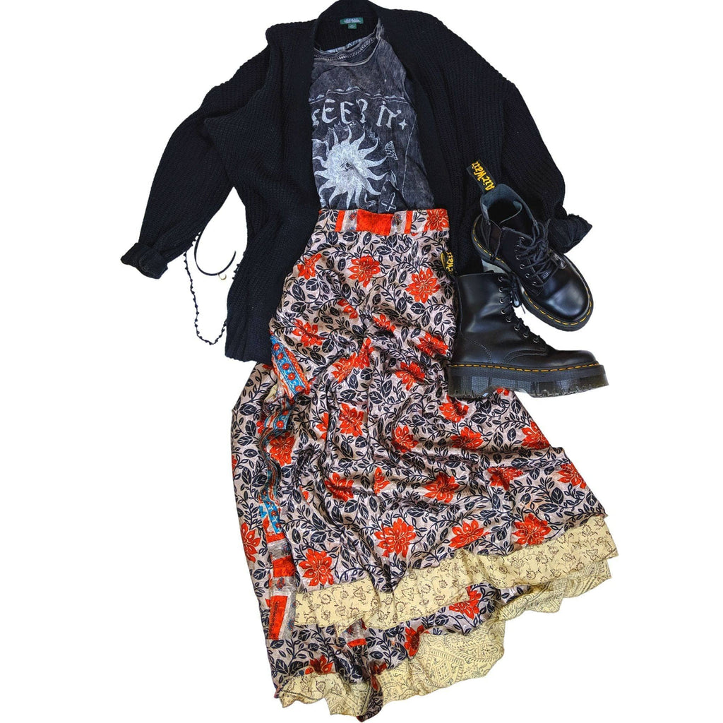 Bohemian Silk Sari Wrap Skirt Discovery 3-Pack - Maxi, Tea, Mini
